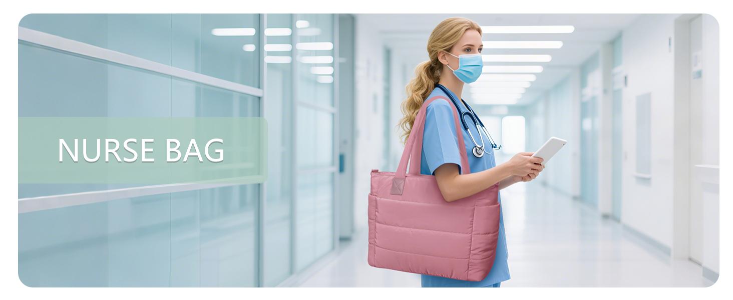 Tote Bag for Women, Lightweight Puffy Puffer Tote Bag with Compartments Quilted Shoulder Bag Handbag for Travel, Work, Gym