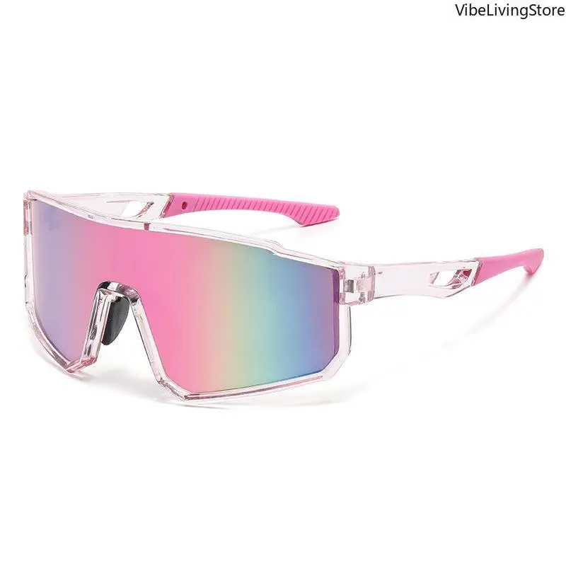 Unisex 1-Piece Sport Eyewear, UV400 Shield Windproof Colorful Lens Cycling Sunglasses for MTB Biking, Road Cycling, Driving