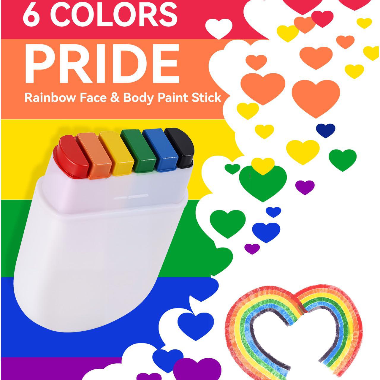 Rainbow Face Paint Crayons, Mini Portable Face Painting Sticks, Ideal for World Cup Party, Sports Festival Makeup, Fun & Creative