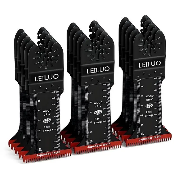 15Pcs Japanese Teeth Oscillating Saw Blade Set 70mm-Long Multi Tool Blades CRV Wood Cutting DIY Woodworking Oscillating Tool Accessory Compatible with and More