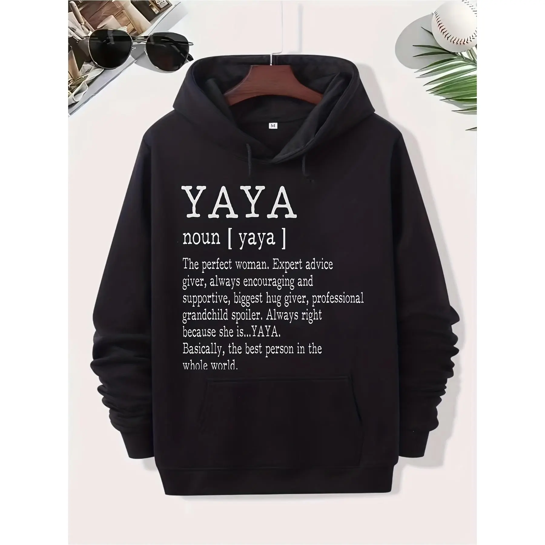 Yaya Definition Grandma Funny Korean Word Hoodie - Korean Culture Sweatshirt with Yaya meaning, pockets and durable street style, casual pullover for K-drama fans and Korean language learners
