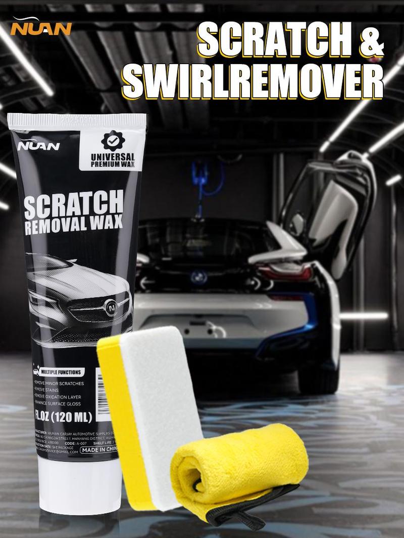 NUAN Car Scratch Repair Wax Paste, Scratch & Swirl Remover Polishing Compound, Restores Gloss & Clarity, Includes Applicator Pad & Towel — New Year Sale