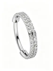 G23 Titanium Double Layer Cz Earrings, Elegant Daily Wear, Fits Lobe, Rook, Tragus, Nose Rings, 8mm/10mm/12mm, Perfect Gift for Women