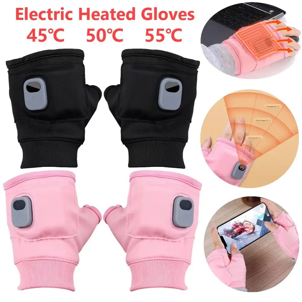 Comfort Warm Gloves Electric Winter Heating USB Rechargeable Smart Warm Winter Gloves For Skiing Cold Weather Driving Hiking Smart Heated Gloves with Three Temperature Settings
