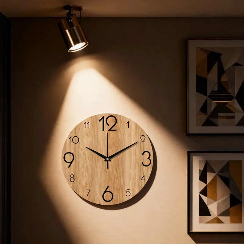 Wood Grain Round Decorative Wall Clock, Ultra-Quiet Quartz Movement, No Ticking Sound, Flat Design. Suitable for Living Room, Bedroom, Office, Kitchen & Café Decor. Perfect Ornament Gift for Family & Friends, Ideal for Room, Dorm, Back-to-School, Wedding