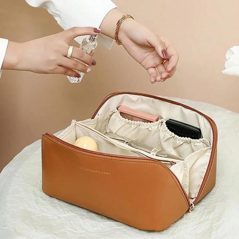 Sleek Luxury Travel Makeup Bag - Large Capacity Portable Handheld | Water-Resistant Multiple Pockets | Travel/Everyday Must-Have