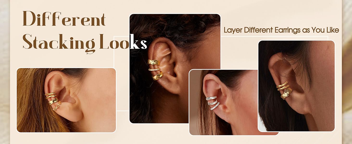 CASSIECA 9Pcs Ear Cuff Non Piercing Earrings for Women Me 14K Gold Plated Ear Cuffs Earring Non Pierced Ears Adjustable Clip On Trendy Fake Cartilage Conch Helix Jewelry with 5A CZ CASSIECA 9Pcs Ear Cuff Non Piercing Earrings for Women Me 14K Gold Plated Ear Cuffs Earring Non Pierced Ears Adjustable Clip On Trendy Fake Cartilage Conch Helix Jewelry with 5A CZ