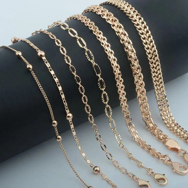 Unisex 585 Rose Gold-Tone Herringbone Curb Chain , 15 Styles, 20in/24in Length  Costume  for  Wear stack holiday haul christmas birthday anniversary accessory daily match girl pendant  womens trendy charm necklace day jewelry