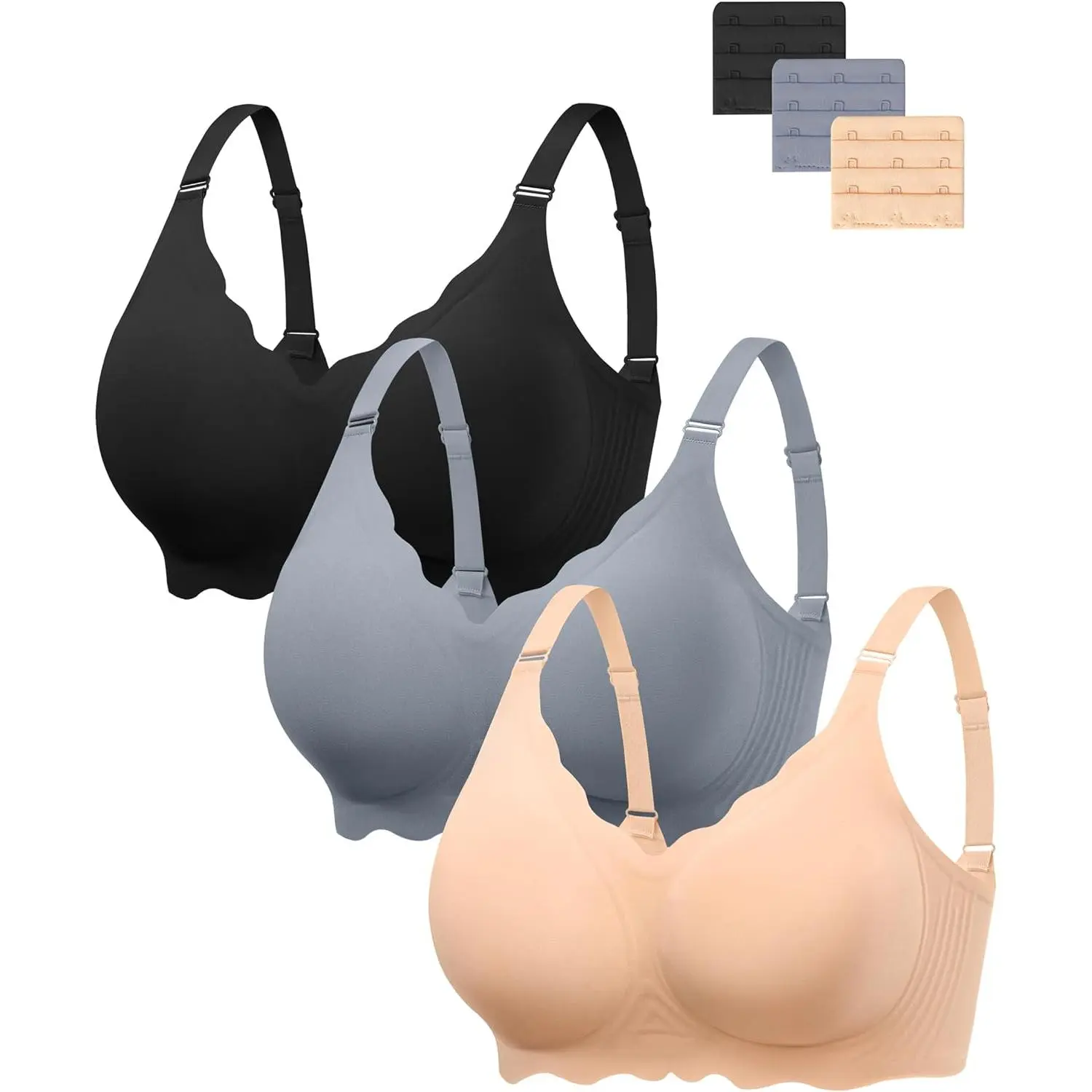 Seamless Bras Women Soft Jelly Push Up Wireless Bra Supportive V Neck No Underwire Comfort Tshirt Bralettes