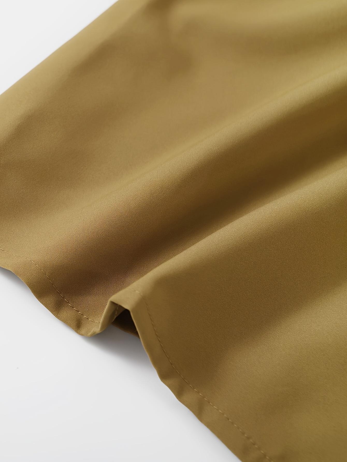 Men's Casual Set - Suit-Inspired Short Sleeve Shirt & Loose Straight Pants - Polyester, Machine Washable