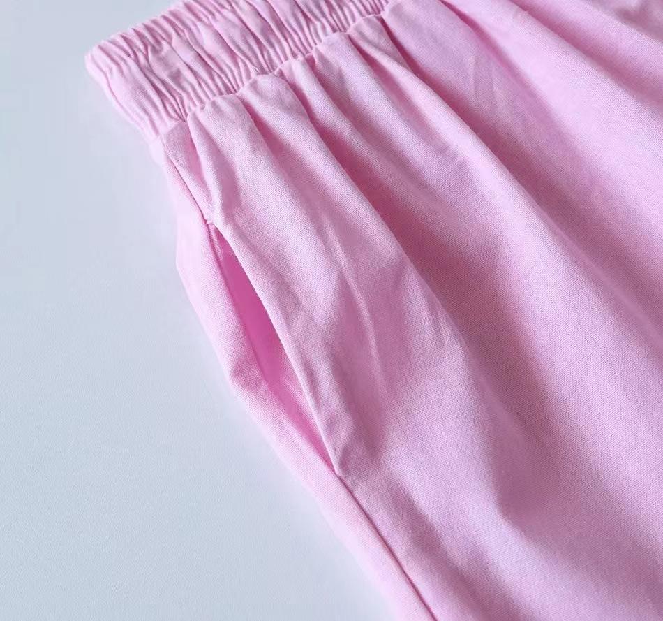 Ms. Xun's 2-piece Retro Plus Size 2026 Cotton Linen Shirt Set with High-waisted Loose Trousers