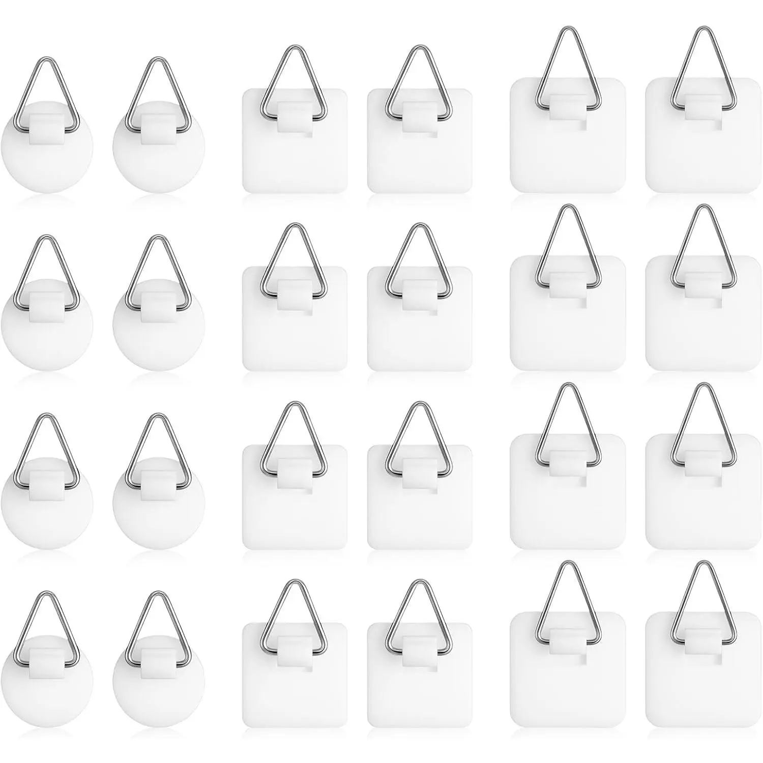 24 Pcs Self Adhesive Picture Hangers, Invisible Picture Hanging Hooks Without Nails Vertical Adhesive Frame Hooks Sticky Plate Hangers for the Wall Plate Photo Frame Wall Art Decor (3 Sizes)