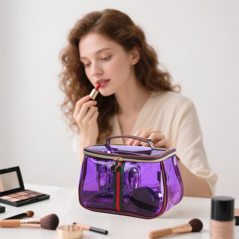 New waterproof PVC storage bag, widened handle design, no hand tightness, fashionable, light luxury and high-end storage, portable multi-functional fitness, swimming and bathing storage, Travel Cosmetic Bag