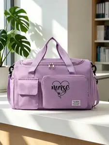 Nurse Theme Large Handbag, Medical Theme Bag, Multi-Pocket Design, Adjustable Strap, Ideal Gift for Nurses and Healthcare Workers