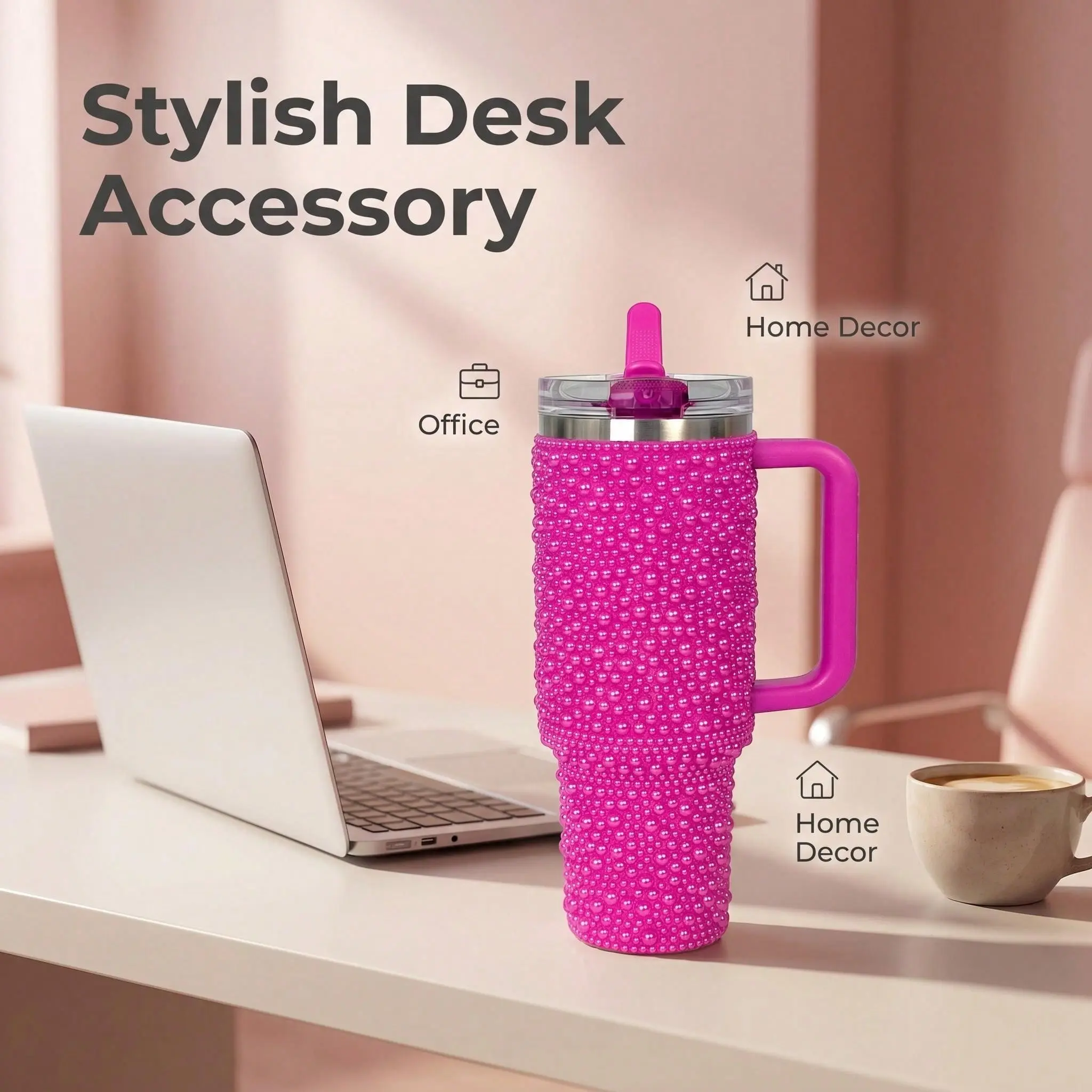 Multicolor 40oz Stylish Tumbler - 304 Stainless Steel Double Wall Vacuum Flask, Leak-proof Straw Lid, 12h Cold/6h Hot Retention, Portable 1200ml Single Cup, Women's Car Drinkware, US Local Warehouse, Geometric Print