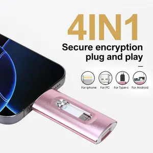 Multi-Application 4 in 1 USB Storage Flash Drive, Portable High Speed USB 3.0 Memory Storage, Durable OTG Flash Drive with Type-C Adapter for Phones, PC, Phone Computer Accessories, External Storage, Gifts For Men, Thumb Drive