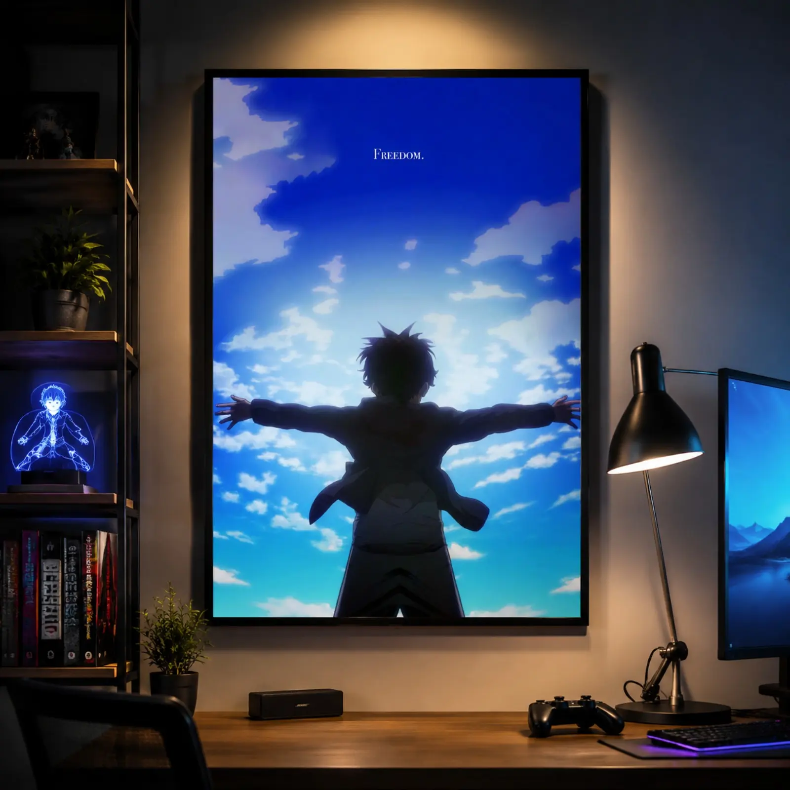 Attack on Titan Freedom Anime Wall Art, Japanese Anime Character Artistic Print, Perfect Gift for Attack on Titan Fans, Ideal Wall Decoration for Bedroom, Gaming Room, Office, Dorm Hallway, Modern Anime Canvas Wall Decor, Artwork For Anime Collectors
