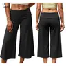 Women Summer Fold Over Wide Leg Capri Pants Low Rise Lounge Yoga Flare Culottes Y2k Soft Flowy Crop Palazzo Pants Beach Womenswear Bottom