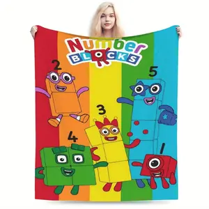 Numberblocks Soft Fleece Blanket, Educational Number Blocks 1–10 Print, Super Soft Cozy Throw, Adult Flannel Blanket, Kids Flannel Blanket, Plush Sofa Bed Travel Learning Gift