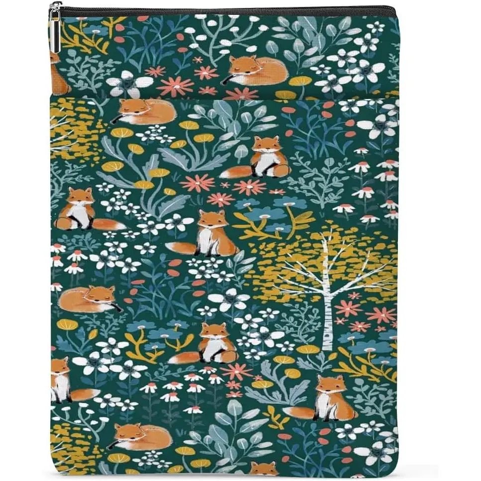Book Sleeve Books Cover  Books Protector with Zipper Bookish Gifts Bookworm Gifts Women Student Sisters Daughter Teacher Book Lovers Gifts, Forest Fox Stuff Fox Gifts for Foxes Lover