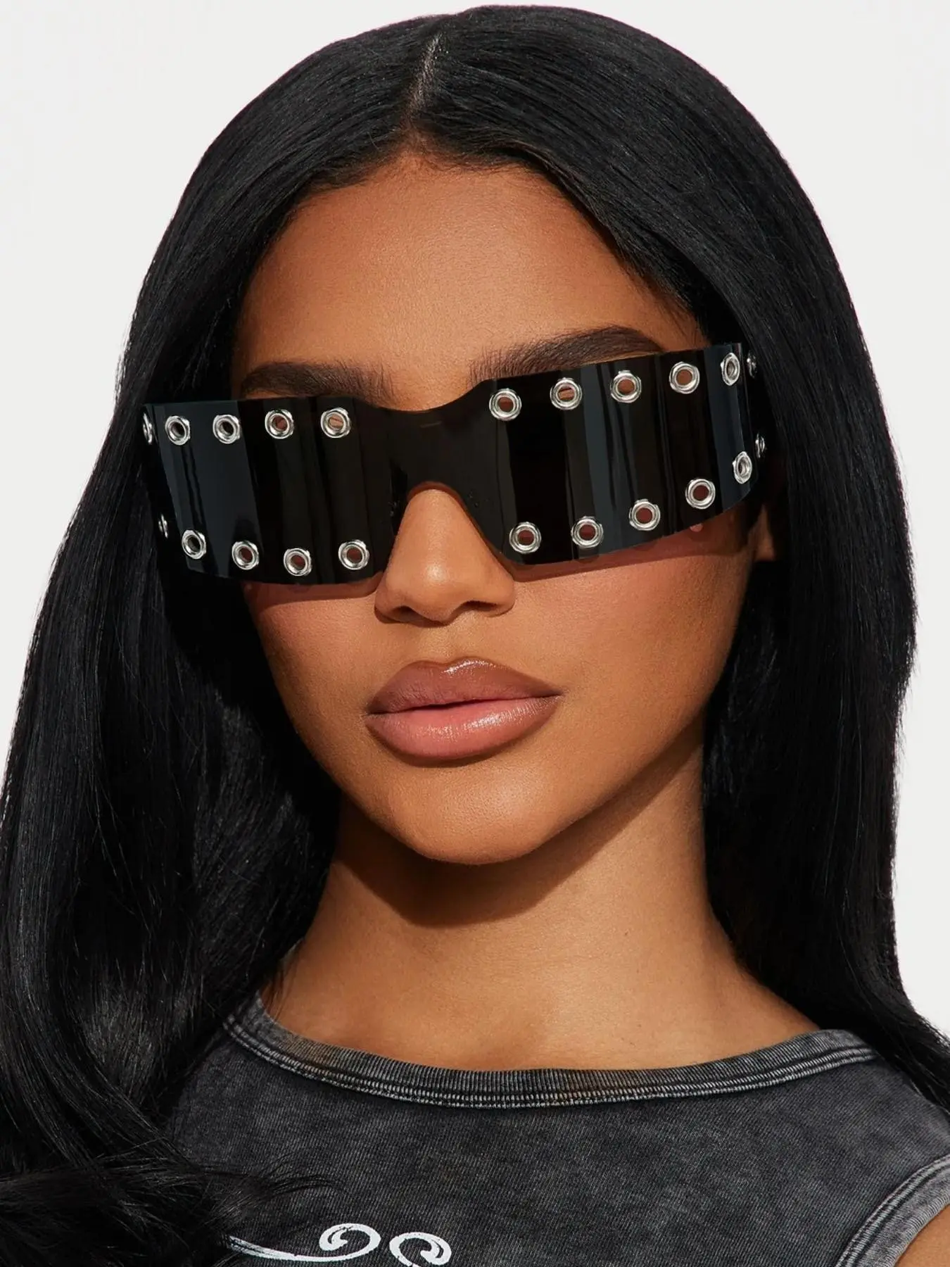 Unisex Cyberpunk Y2K Style Glasses, Trending Glasses, Frameless Fashion Eyewear for Daily Wear, Street Photography, Vacation, Travel, Party, School Events, Modern Trendy Streetwear Sunglasses, Rimless Sunglasses