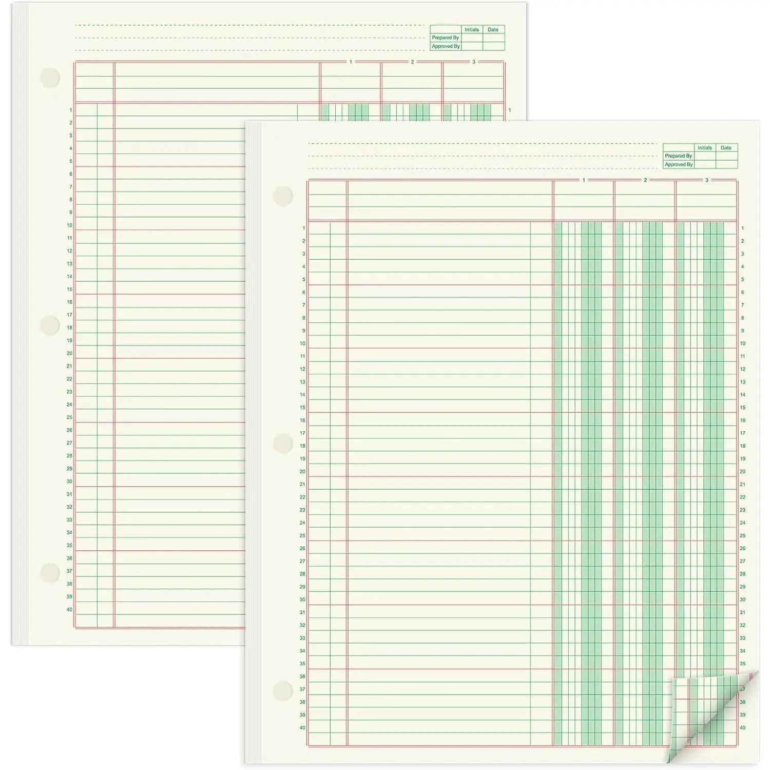 2 Pads 100 Sheets Columnar Analysis Pad 3 Column Ledger 3 Hole Punch Accounting Ledger Book 8-1/2 x 11 Ledger Paper Pad Double Page Format Columnar Pad for Business Bookkeeping & Data(3 Column Ledger)