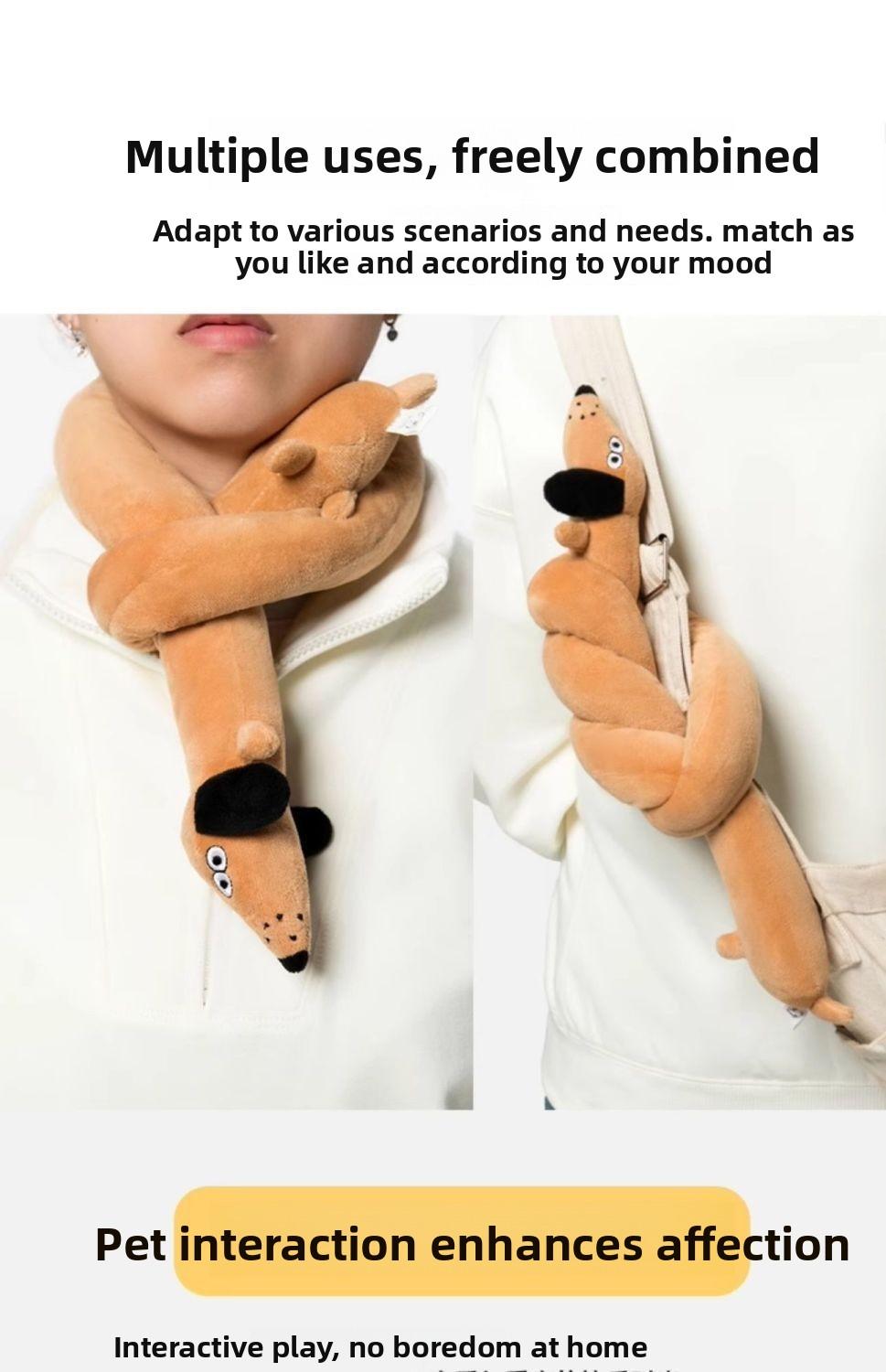 Sausage Dog Pet Toy, Squeaky Plush, Long Design, Companion & Boredom Relief, Warm Cuddle Doll for Dogs & Cats Outdoor