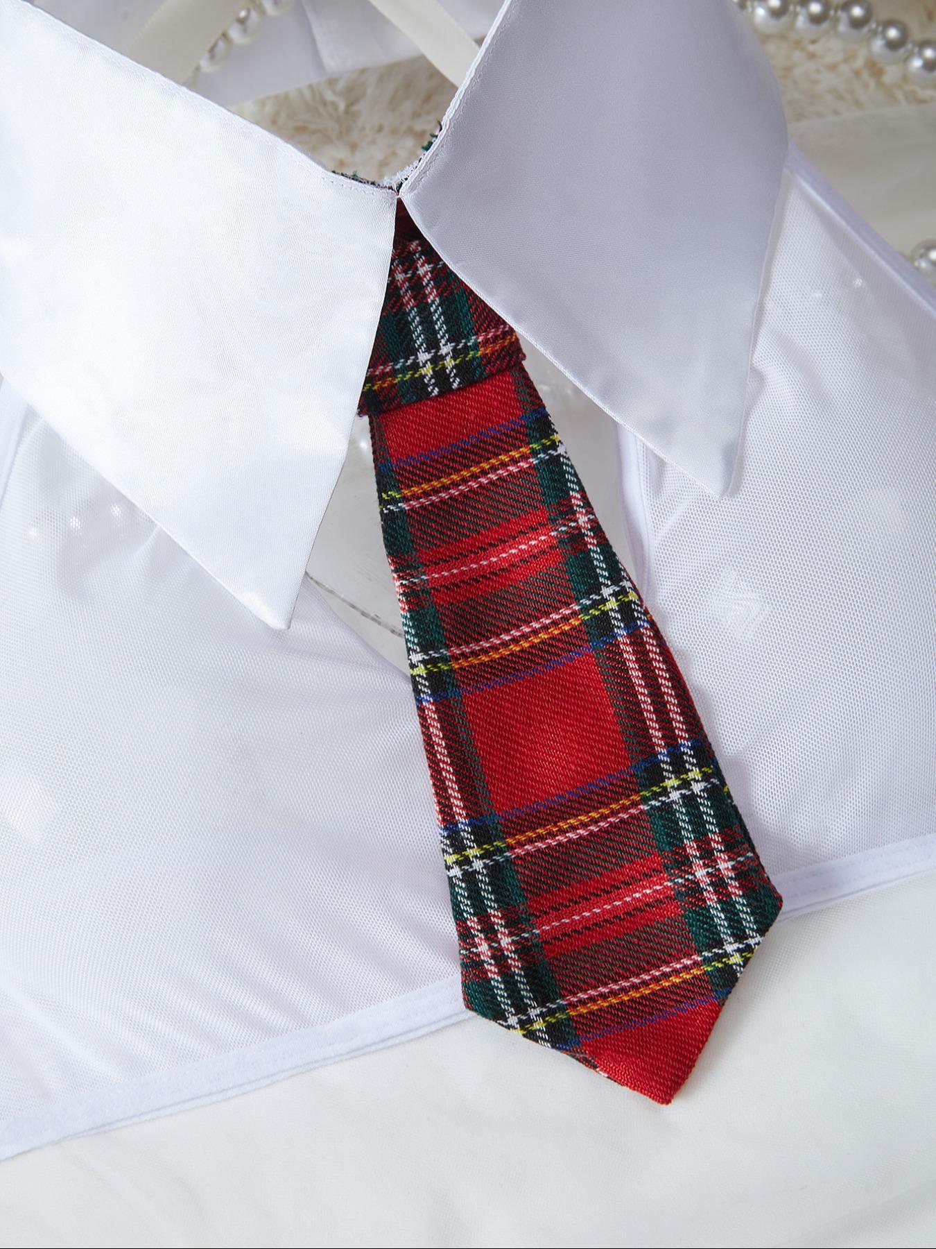 Romantic Valentine's Day Gift, Women's Elegant Bodycon Lingerie 3-Piece Set with Shirt Collar, Smooth Breathable Fabric, Sleeveless Design for All Seasons