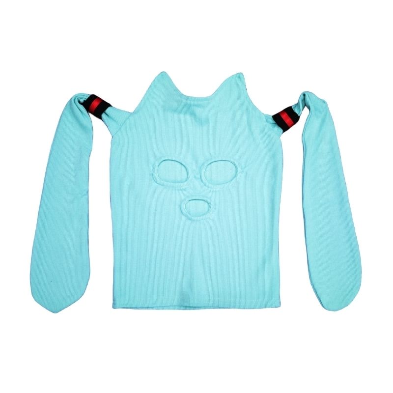 Cartoon Hatsune Miku Kawaii Cat Ear Weaving Mask Headgear Cute Anime Game Cosplay Funny Hat Costume Face Helmet Props Gift