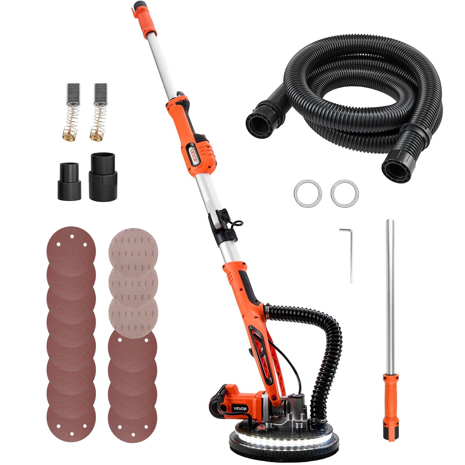 VEVOR Drywall Sander, 850W Electric Drywall Sander, Popcorn Ceiling Removal Tool with 5 Variable Speed 800-1700 RPM, Double-Deck LED Light, Foldable & Extendable Handle, 15 Sanding Discs, Dust Hose VEVOR Drywall Sander, 850W Electric Drywall Sander, Popcorn Ceiling Removal Tool with 5 Variable Speed 800-1700 RPM, Double-Deck LED Light, Foldable & Extendable Handle, 15 Sanding Discs, Dust Hose