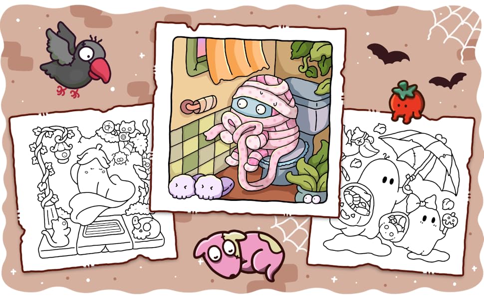 Spooky Cutie: Vol. 2 Coloring Book for Adults and Teens Featuring Lovely Creepy Creatures in Cozy Moments for Relaxation
