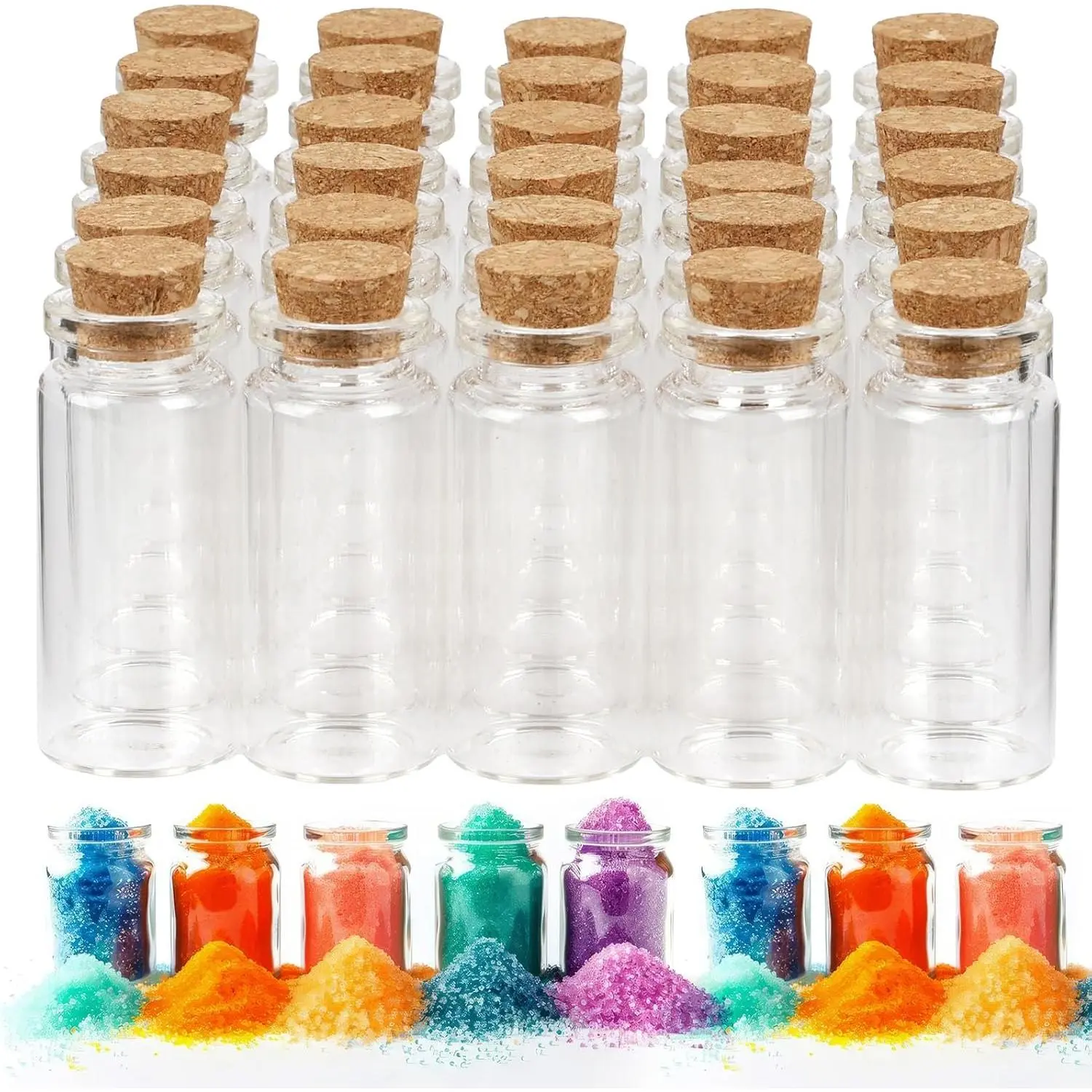 30 count Spell Jars, Mini Jars, Glass Vials Potion Bottles | Mini Glass Bottles, Small Glass Bottles with Cork, Message in a Bottle for Party, Art Crafts, DIY Projects, Wedding (10ML)