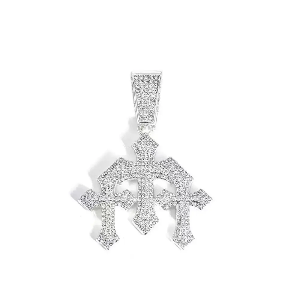 Metal-Coated Engravable Christian Cross Pendants - Durable and Stylish Cross Form Fashion Accessory, Customizable with Letters/Logos/Patterns for Hip Hop Outfits, Men's Trendy Costume Jewelry