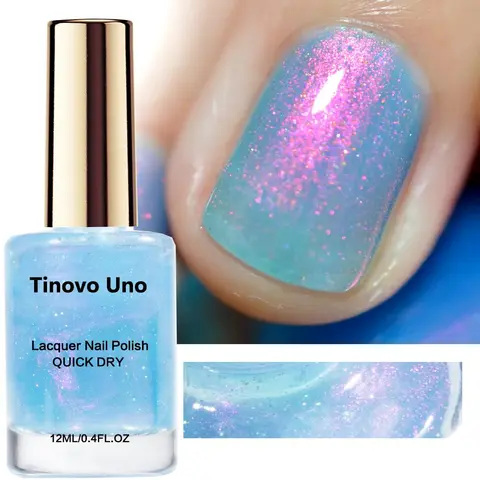 Aurora Ice Tinovo Uno Line Color-changing Chameleon Nail Polish, Quick Dry Long-lasting Polish, Professional Grade Nail Polish for Women, Blue Pastel Color, Nail Products