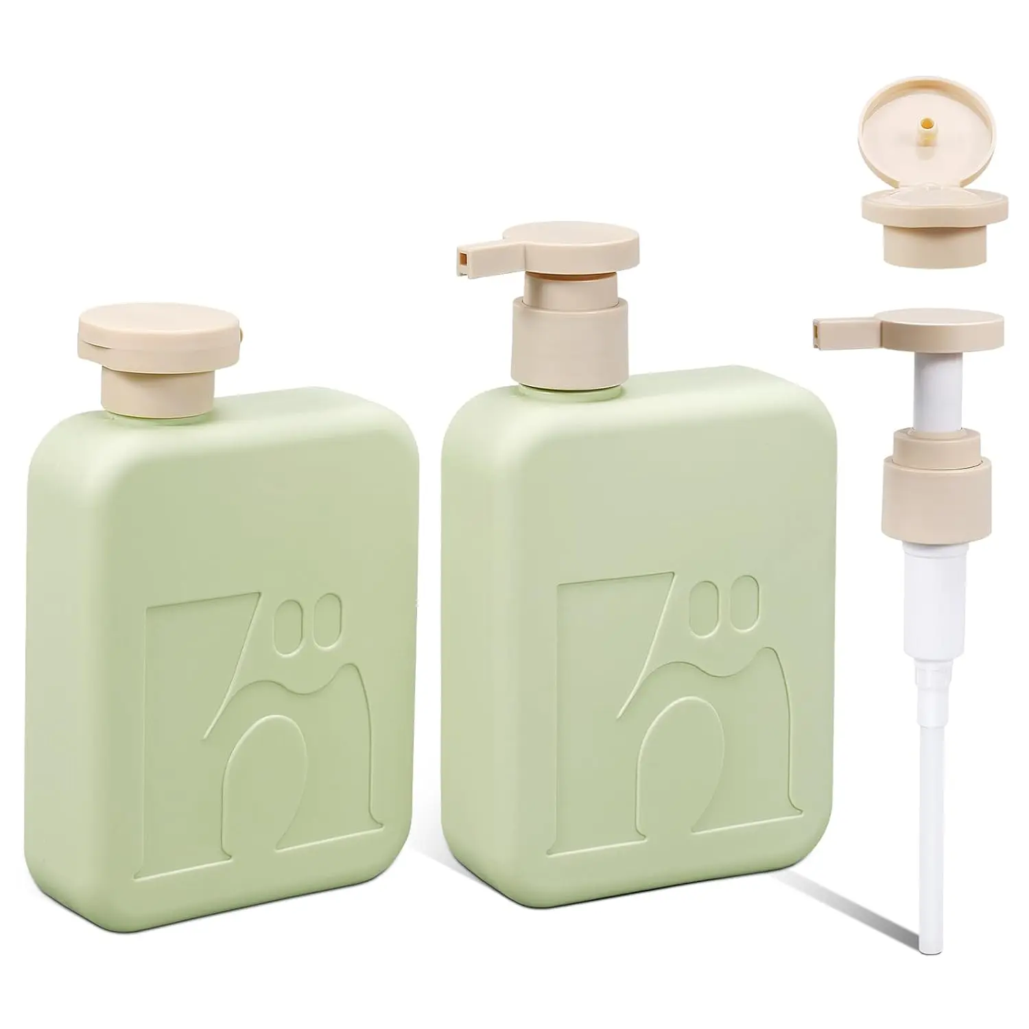Travel Pump Bottles, Refillable Plastic Empty Squeeze Bottle with Flip Caps, Leak-Proof Dispenser Lotion Container for Shampoo, Soap, Toiletries for , Gym, (2 Pack, 11oz/330ml)