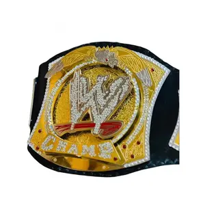 World Heavyweight Wrestling Spinner Championship Belt Replica Adult Size 4MM Rhinestone Decorated Belt