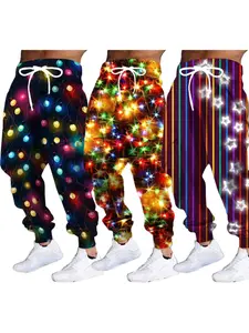 Men's Star-Spangled Shadow Pattern 3D Printed Sweatpants, Casual Drawstring Joggers, Fall & Winter Fashion, Comfortable Home Wear