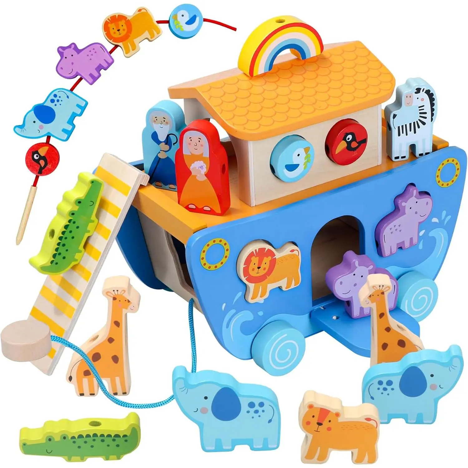 Noah's Ark Toy with Animal Shape Sorter,Baptism Gifts  1 2 3 4 Years Old,Montessori Toys  Toddlers,Baptism Gifts  Boys and Girls,24 Months Babies