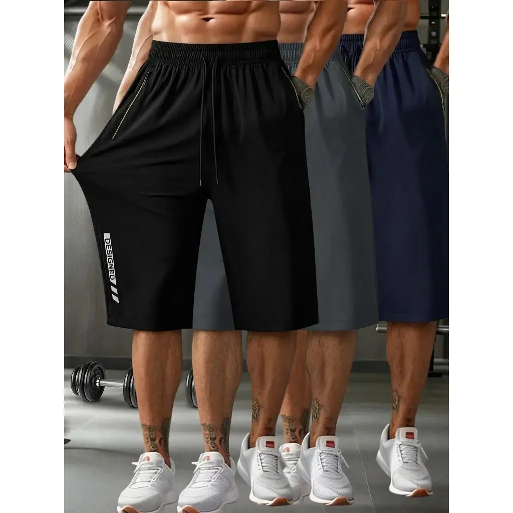 3PCS, Men's 3-Pack Shorts Casual PrintedBoyfriendStyle,JerseyStyle, Athletic Gym Shorts,BasketballShorts,LightweightSweatpants withDrawstringWaistband,Elasticated Fit, Perfectfor Basketball