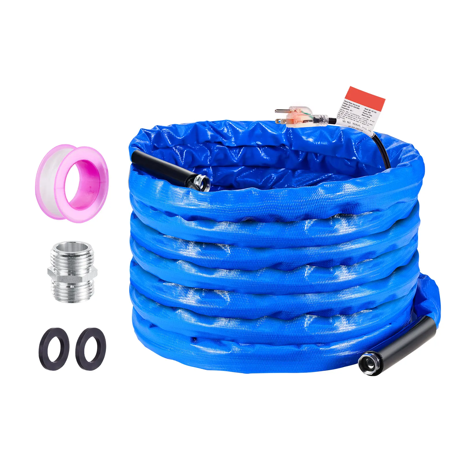 50 ft Heated Water Hose for RV, -45°F/-42.7°C Minimum Temperature, 285 W Power, PVC Construction