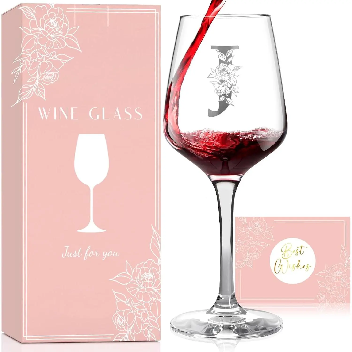 Monogrammed  Glass Gifts for Women, Personalized A-Z  Glass Customized  for Women,  Birthday  Day Gifts for Mom, Her, Wife,