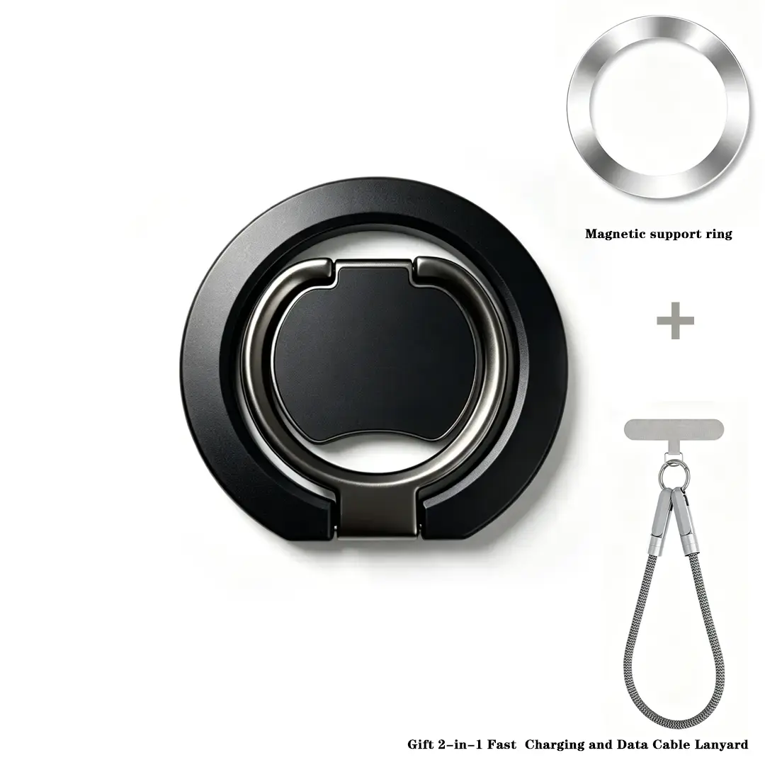 2-in-1 magnetic ring holder features 360° rotation, is compatible with all models, provides a secure grip.with strong magnets on both sides, it functions as both ring holder MagSafe-compatible stand | Gift 2-in-1 Fast Charging and Data Cable Lanyard