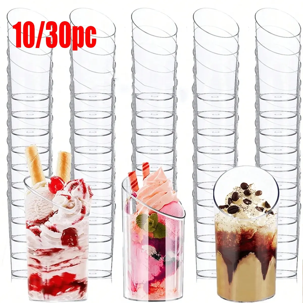 Mini Transparent Sweet Treat Cups, Slanted Mouth Sampling Cups, Disposable Plastic Cups, Mousse, Pudding, Dessert Cups, Perfect for Parties and Events