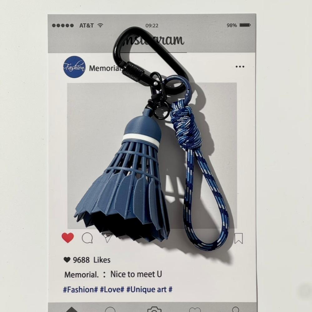 Badminton Keychain Bag Charm, Dark Blue Sports Backpack Pendant, Stylish Athletic Accessory for Backpack, Gym Bag Decoration, Travel and Daily Use Gift for Sports Lovers