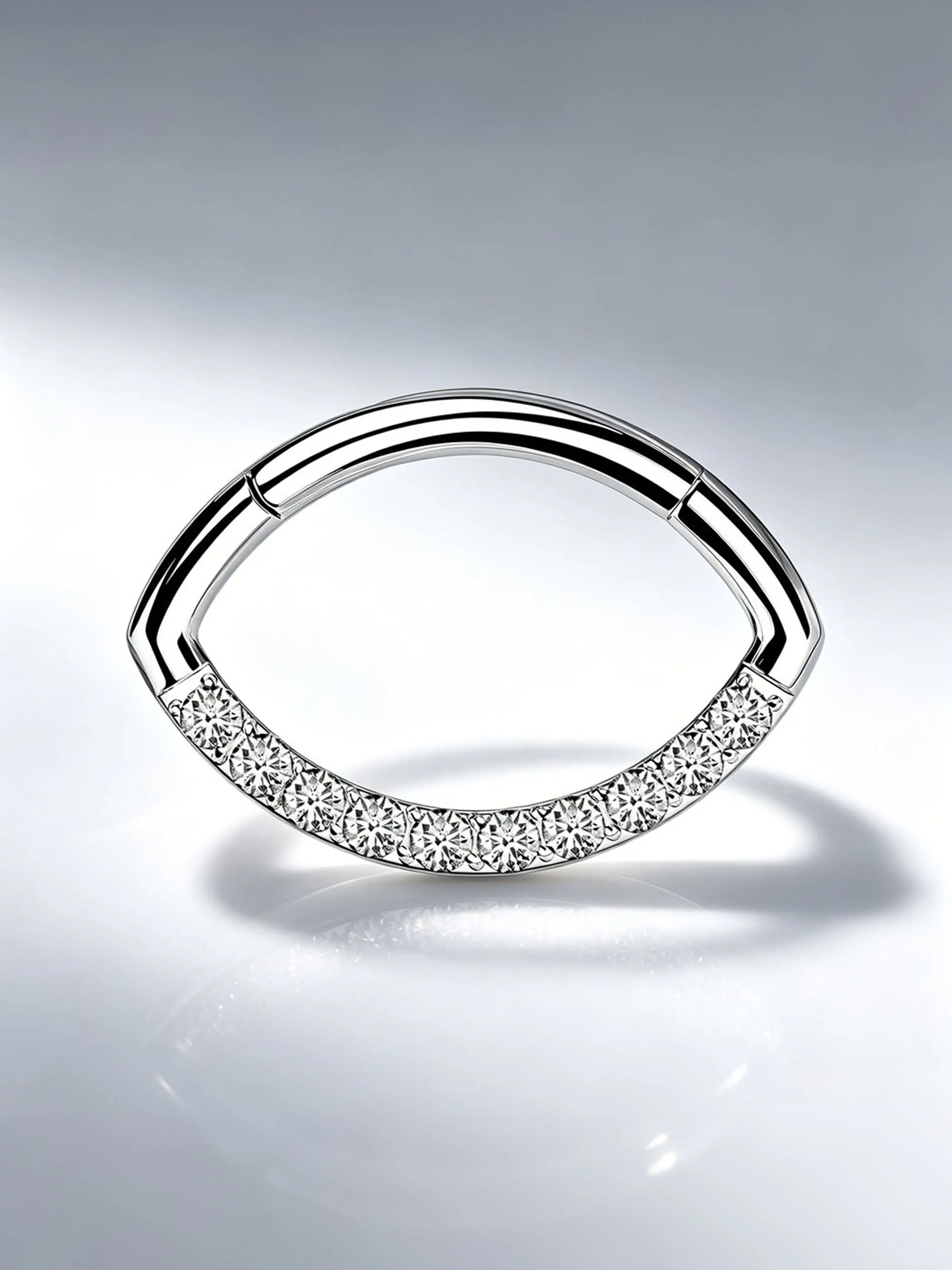 Titanium Clicker Ring in Oval Shape with CZ Daith Ring Nose Clicker Septum Earring Piercing Hoop Nose Piercing Jewelry Septum Rings