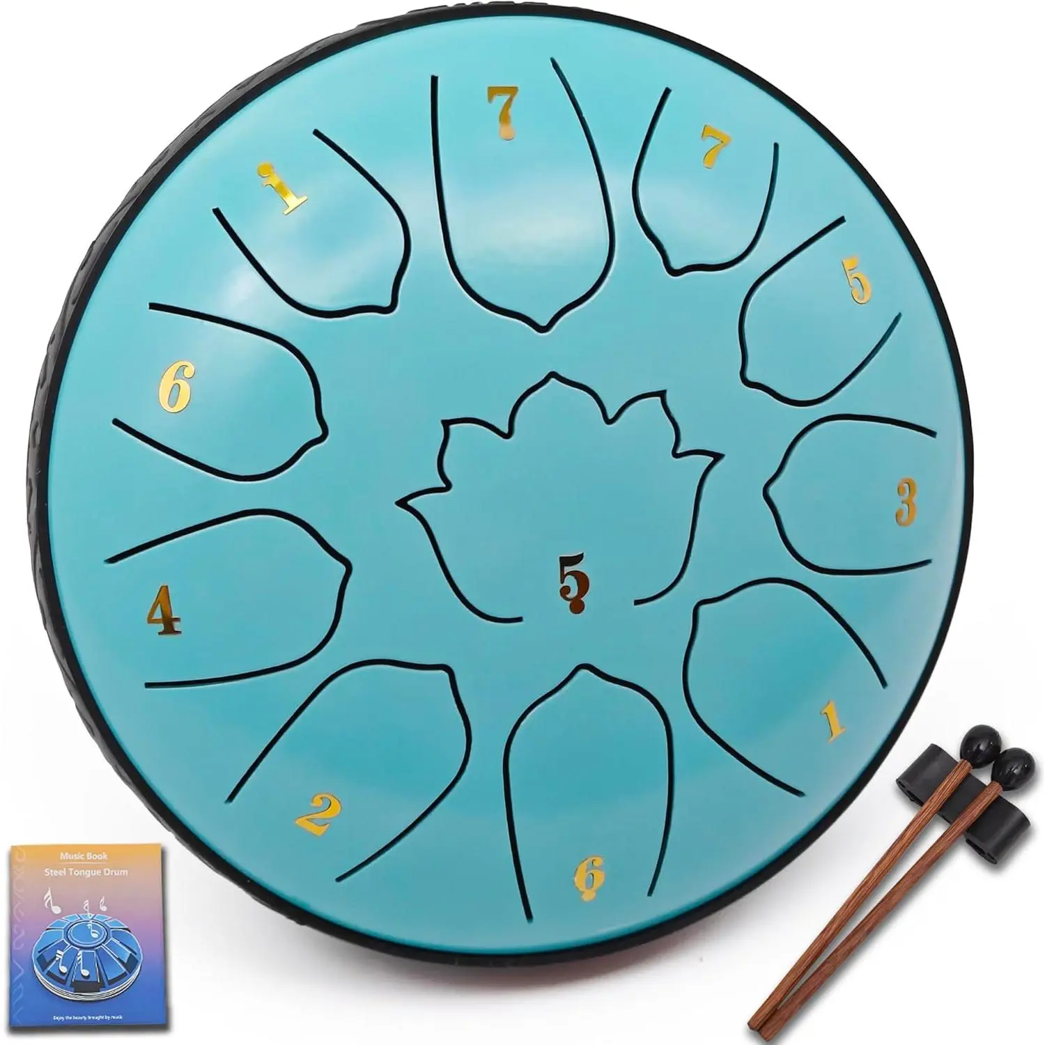 6.5-Inch 11-Note Steel Tongue Drum, Rain Drum for Outside and Garden, Musical  for Family and ,  for  Learning, Yoga and Meditation