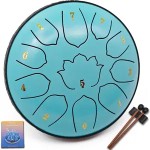 6.5-Inch 11-Note Steel Tongue Drum, Rain Drum for Outside and Garden, Musical  for Family and ,  for  Learning, Yoga and Meditation