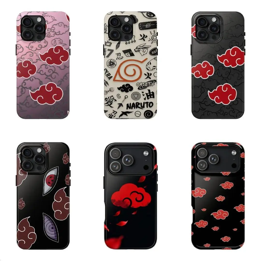Pink Akatsuki Clouds Phone Case, Naruto Anime Aesthetic Cover - Phone Cover Suitable for iPhone 17-11 Pro Max/Plus and  Samsung Galaxy S23-25