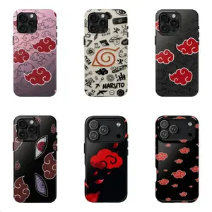 Pink Akatsuki Clouds Phone Case, Naruto Anime Aesthetic Cover - Phone Cover Suitable for iPhone 17-11 Pro Max/Plus and  Samsung Galaxy S23-25