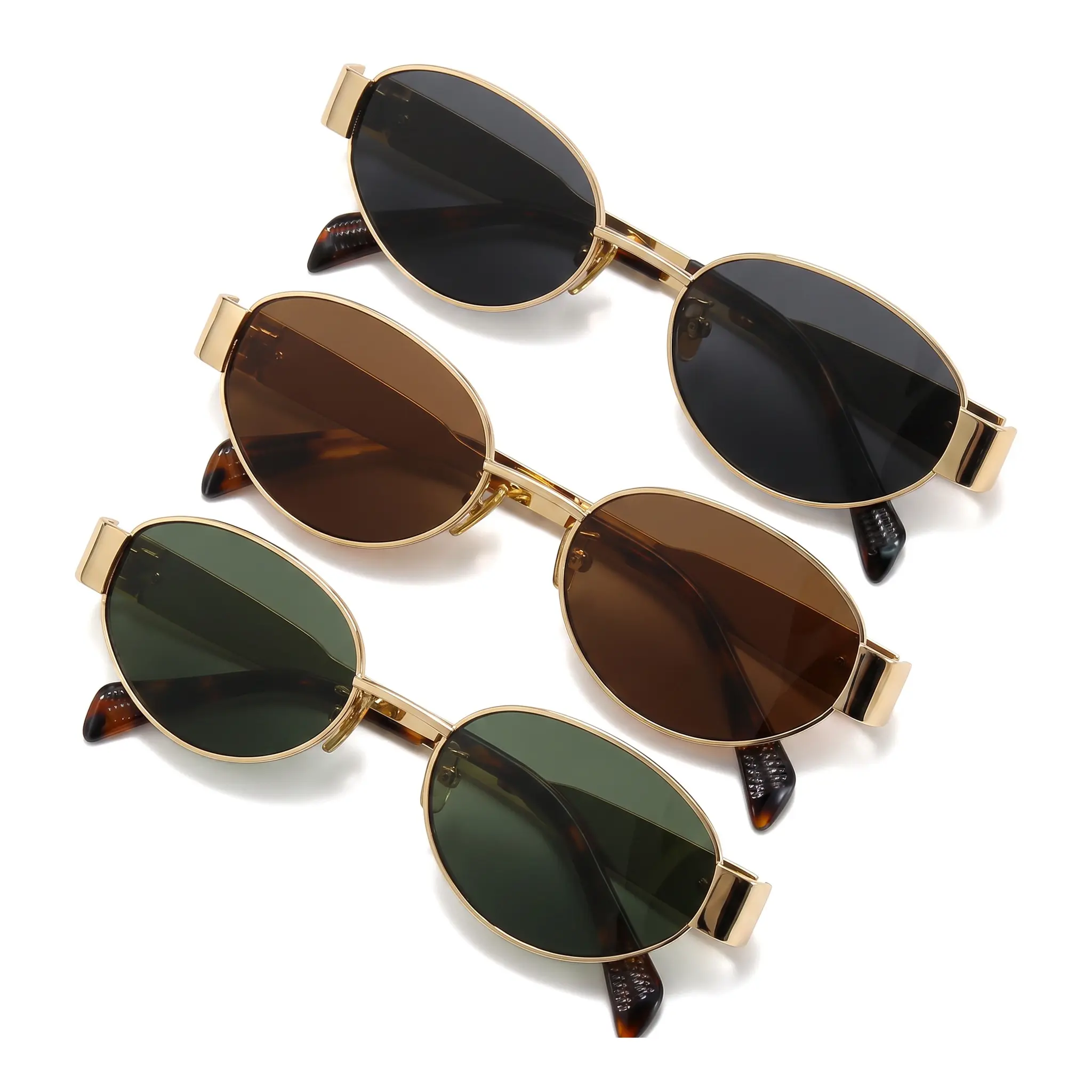 Daily Chic Oval Metal Sunglasses 3 Pack For Women Beach Travel Casual Stylish Shades Tinted Lenses Sleek Frame Value Set Everyday Essential